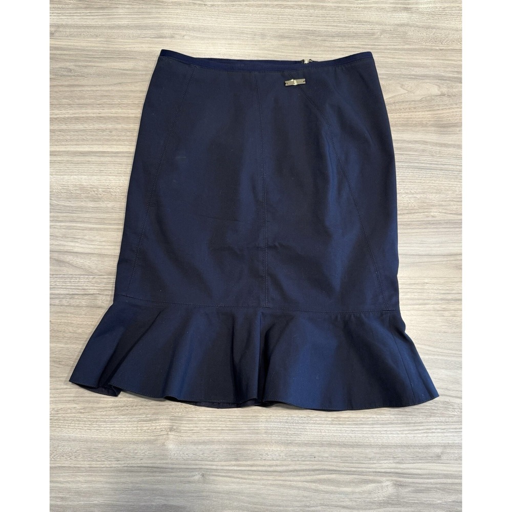 Tory Burch Navy Blue Mermaid Ruffle Skirt‎ w/Signature Logo. Size 4